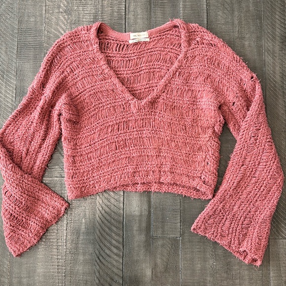 Urban Outfitters Tahini Bell Sleeve Fringe Sweater - Picture 4 of 10